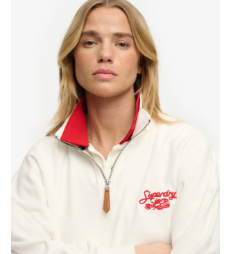 Superdry Felpa Heritage Terry con mezza zip, beige