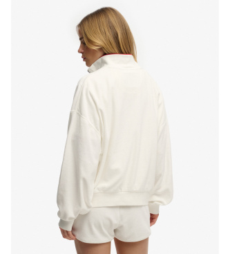 Superdry Felpa Heritage Terry con mezza zip, beige