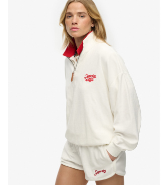 Superdry Felpa Heritage Terry con mezza zip, beige