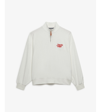 Superdry Felpa Heritage Terry con mezza zip, beige