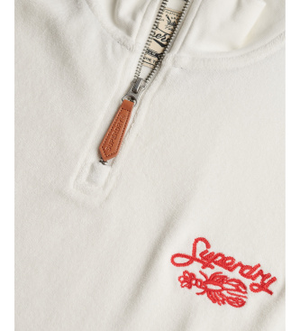 Superdry Felpa Heritage Terry con mezza zip, beige