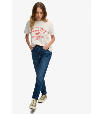 Superdry Camiseta Heritage Hamptons blanco crema