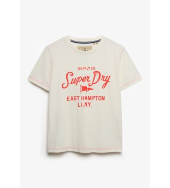 Superdry Camiseta Heritage Hamptons blanco crema