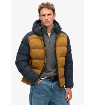 Superdry Hooded quilted jacket with colour blocking Sport navy, mustard