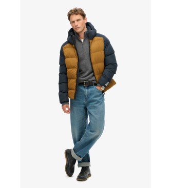 Superdry Hooded quilted jacket with colour blocking Sport navy, mustard