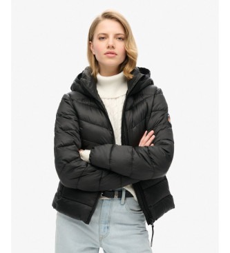 Superdry Pikowana kurtka Fuji z kapturem, czarna