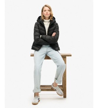 Superdry Pikowana kurtka Fuji z kapturem, czarna