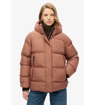 Superdry Casaco acolchoado com capuz e 5 deflectores castanhos