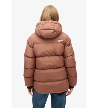 Superdry Casaco acolchoado com capuz e 5 deflectores castanhos