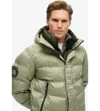 Superdry Grafisch gewatteerd jack met capuchon en groene City graphic