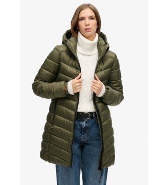 Superdry Fuji medium quilted hooded coat green