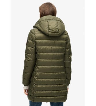 Superdry Fuji medium quilted hooded coat green