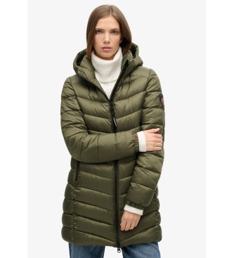 Superdry Fuji medium quilted hooded coat green