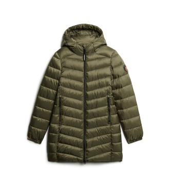 Superdry Fuji medium quilted hooded coat green