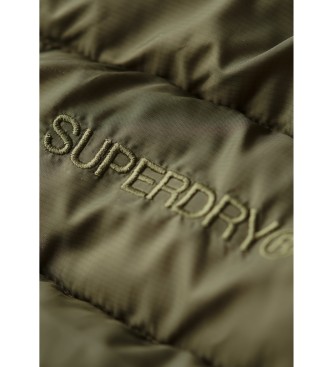 Superdry Fuji medium quilted hooded coat green