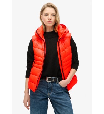 Superdry Quilted hooded waistcoat Fuji Quilt coral