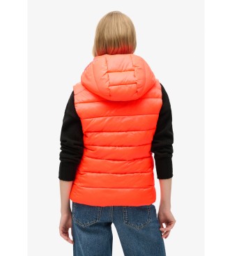 Superdry Pikowana kamizelka z kapturem Fuji Quilt koralowa