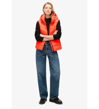 Superdry Quilted hooded waistcoat Fuji Quilt coral