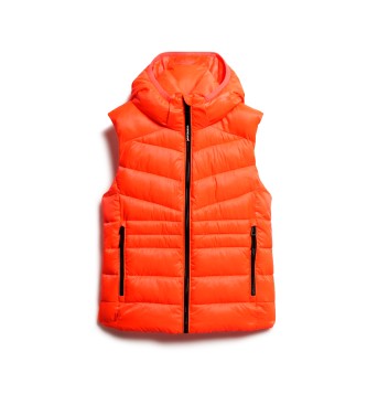 Superdry Pikowana kamizelka z kapturem Fuji Quilt koralowa