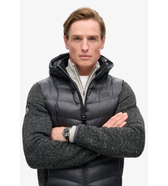 Superdry Casaco de malha hbrido com capuz Cinzento tempestade