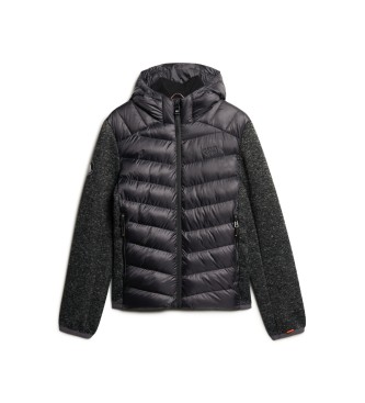 Superdry Hibridna pletena jakna s kapuco Storm grey