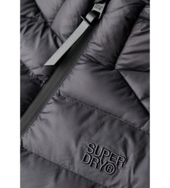 Superdry Hibridna pletena jakna s kapuco Storm grey