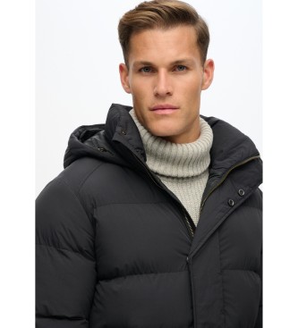 Superdry Long quilted jacket with hood black