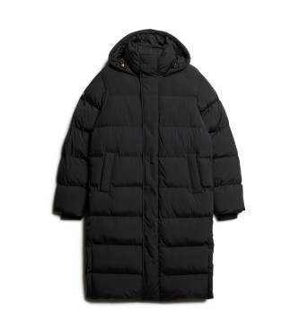 Superdry Long quilted jacket with hood black