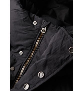 Superdry Long quilted jacket with hood black