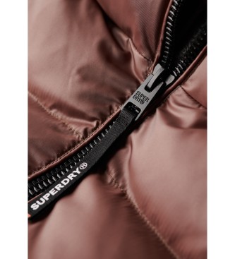 Superdry Luxurise braune, gesteppte Sportjacke mit Kapuze