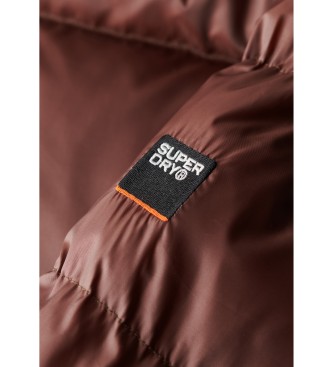 Superdry Luxe brown hooded quilted sports jacket with hood