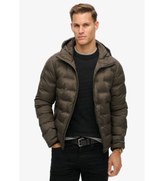 Superdry Brown quilted coat with hood