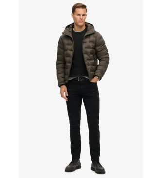 Superdry Brun quiltet frakke med htte