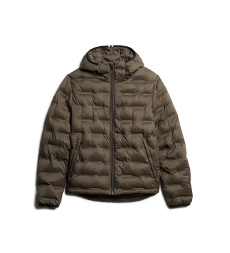 Superdry Brown quilted coat with hood