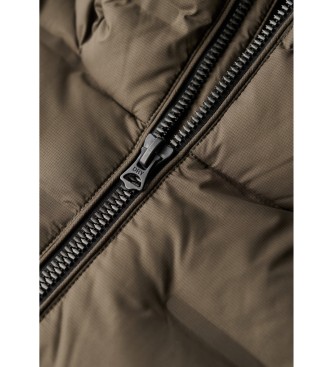 Superdry Brown quilted coat with hood