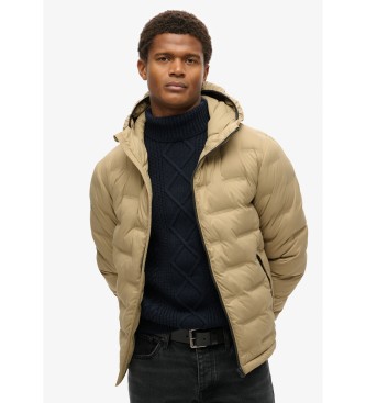 Superdry Abrigo acolchado con capucha beige