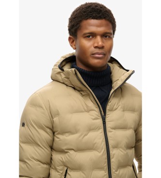 Superdry Abrigo acolchado con capucha beige