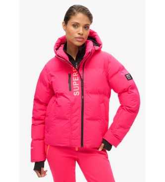 Superdry Quilted hooded jacket pink