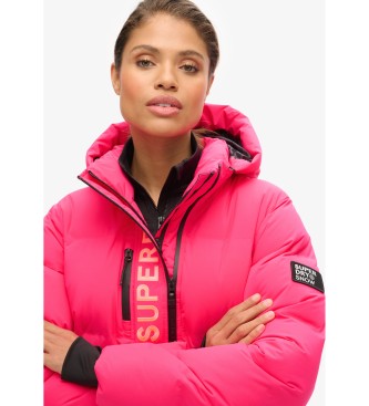 Superdry Quilted hooded jacket pink