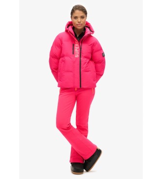 Superdry Prešita jakna s kapuco roza barve