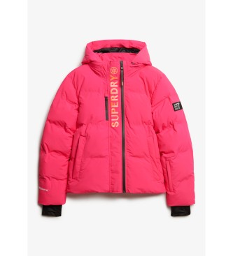 Superdry Pikowana kurtka z kapturem różowa