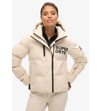 Superdry Beigefarbene gesteppte Kapuzenjacke