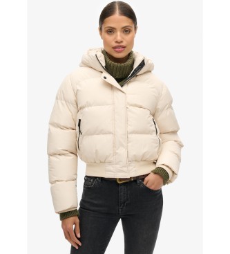 Superdry Giubbotto bomber imbottito con cappuccio sportivo beige