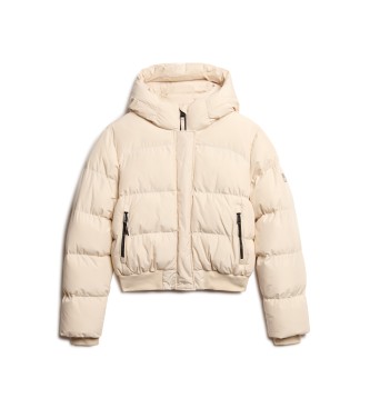 Superdry Sports beige quilted hooded bomber jacket Sports beige