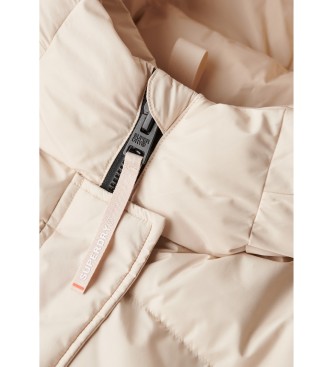 Superdry Sports beige quilted hooded bomber jacket Sports beige