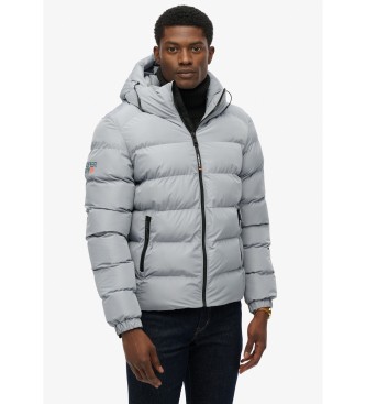 Superdry Sport-Pufferjacke mit Kapuze grau