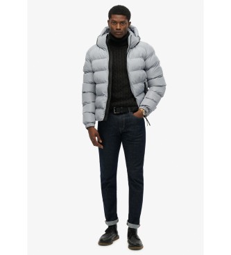 Superdry Sport-Pufferjacke mit Kapuze grau