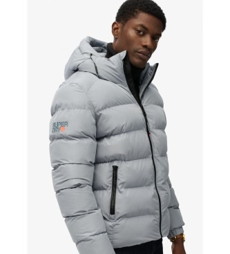 Superdry Sport-Pufferjacke mit Kapuze grau