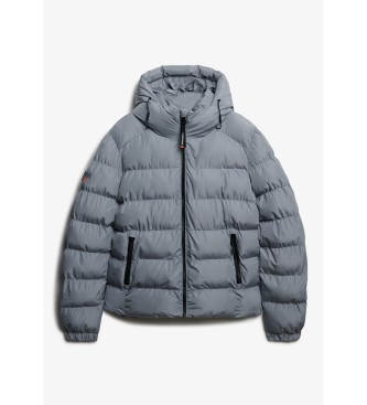 Superdry Sport-Pufferjacke mit Kapuze grau