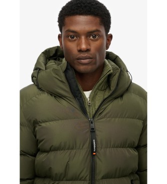 Superdry Sportowa pikowana kurtka z kapturem zielona